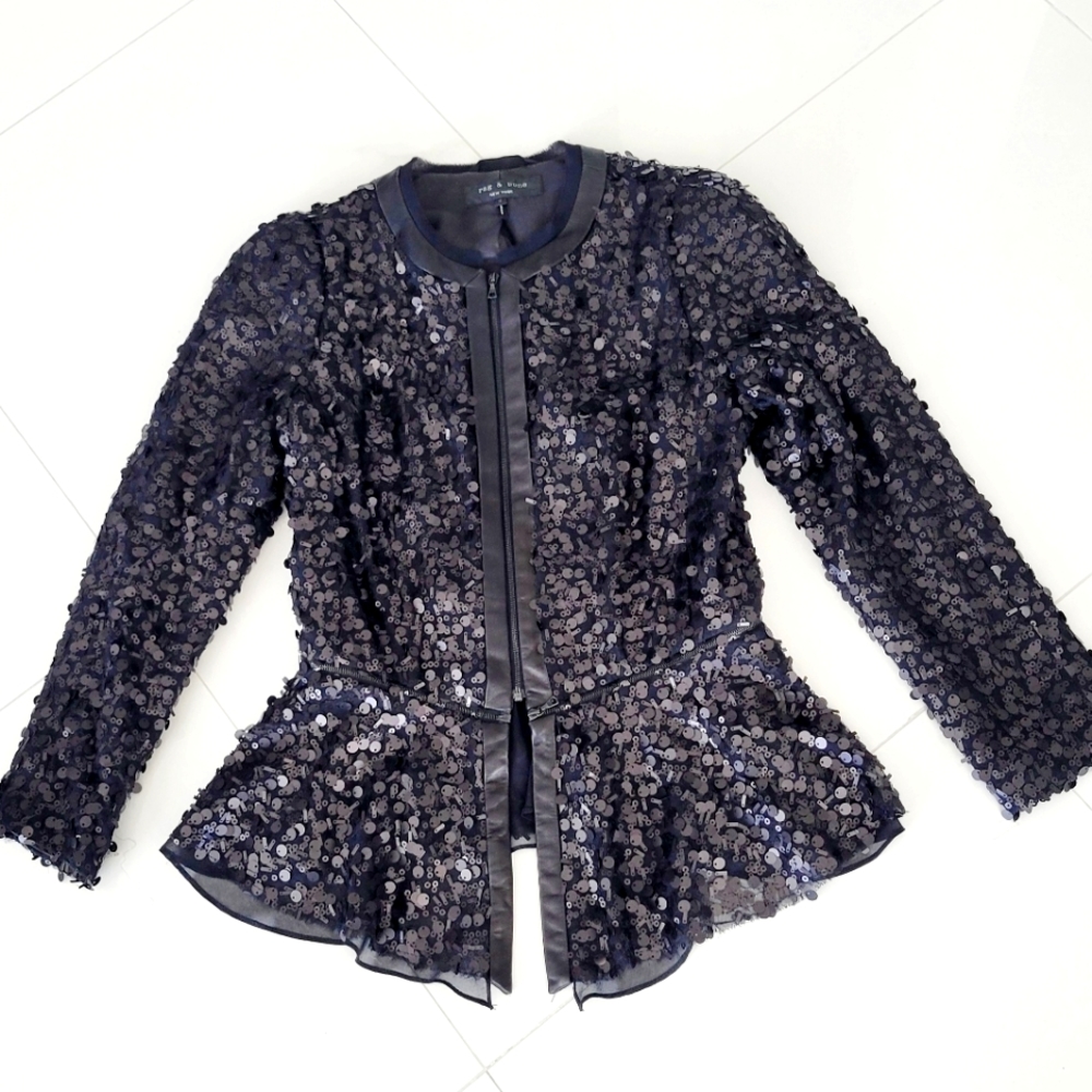 Rag & Bone black sequin convertible jacket Size 4